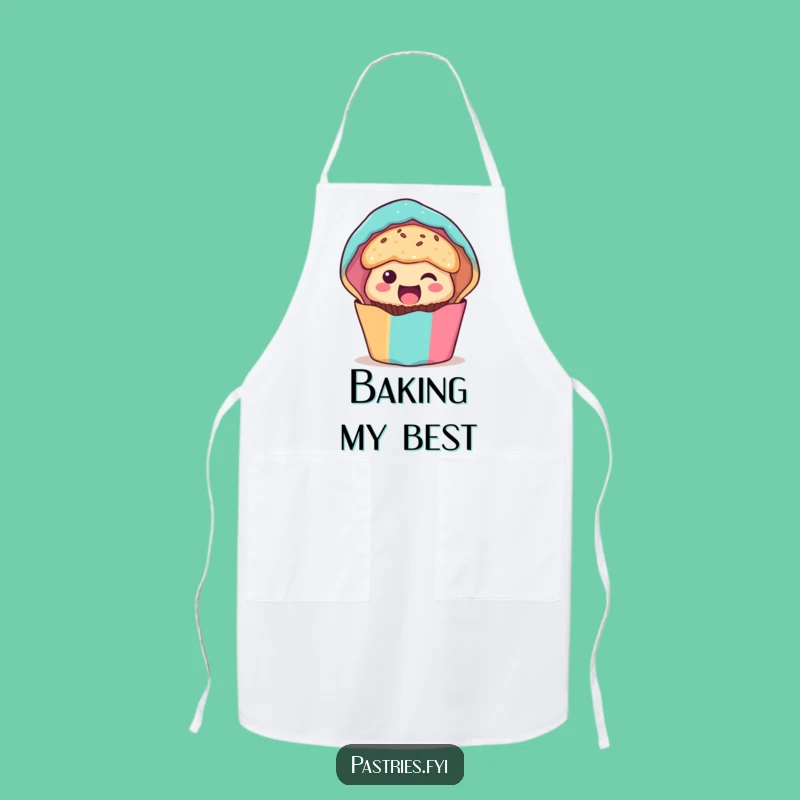 Funny Muffin Apron: Excited Character Peeking, Funny Gift for Bakers