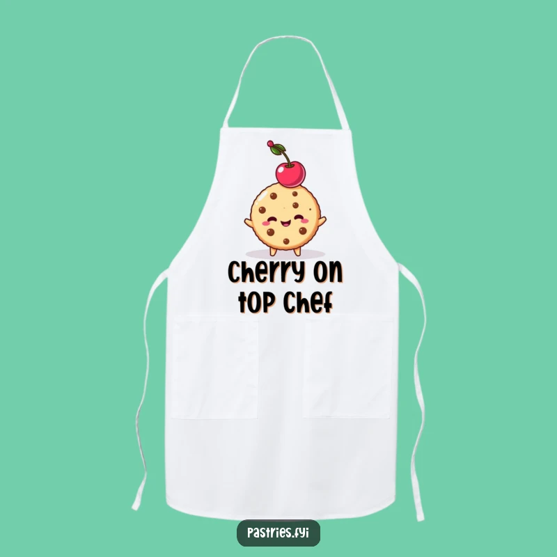 Funny Cookie Cherry Balancing Apron - Kitchen Comedic Dessert Chef Wear