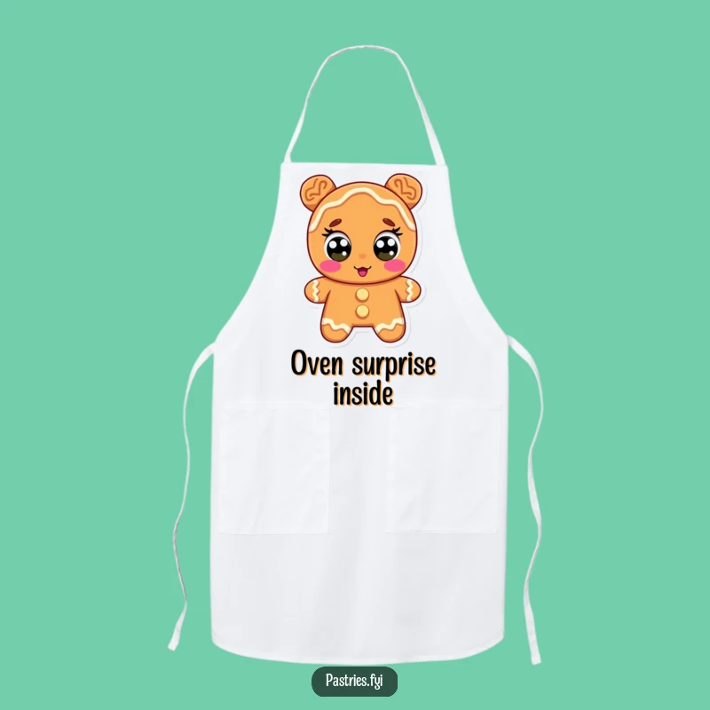 Funny Gingerbread Apron: Surprised Baker Wide Eyes
