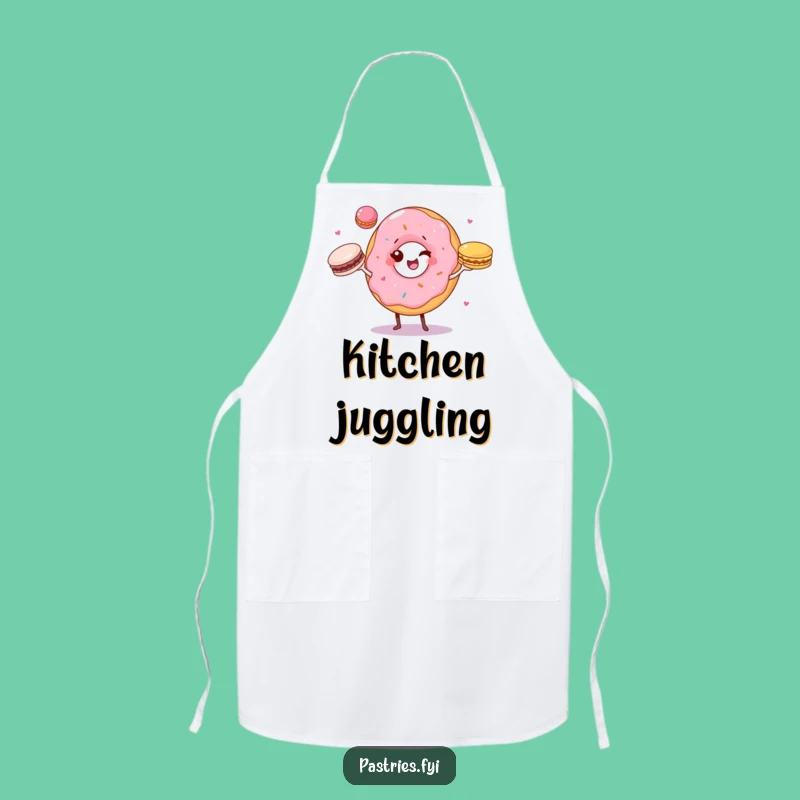 Funny Donut Juggler Apron: Winking Donut, Macarons, Ideal Gift