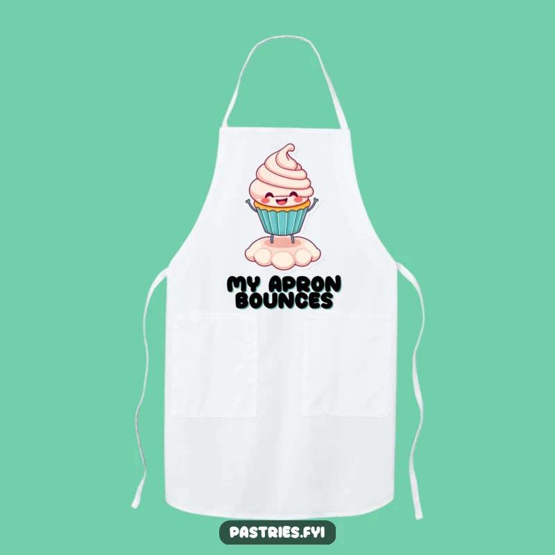 Funny Cupcake Apron: Cheerful Bouncing Character for Sweet Kitchen Fun