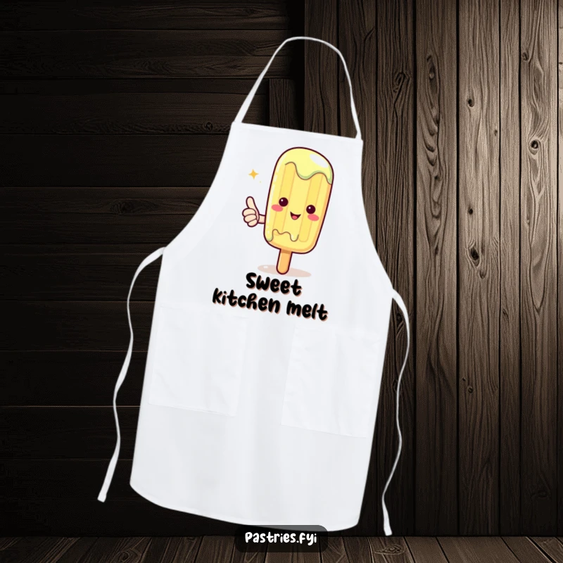 Funny Kawaii Popsicle Apron: Cute melting popsicle giving a thumbs up, adding sweet humor to kitchen tasks.