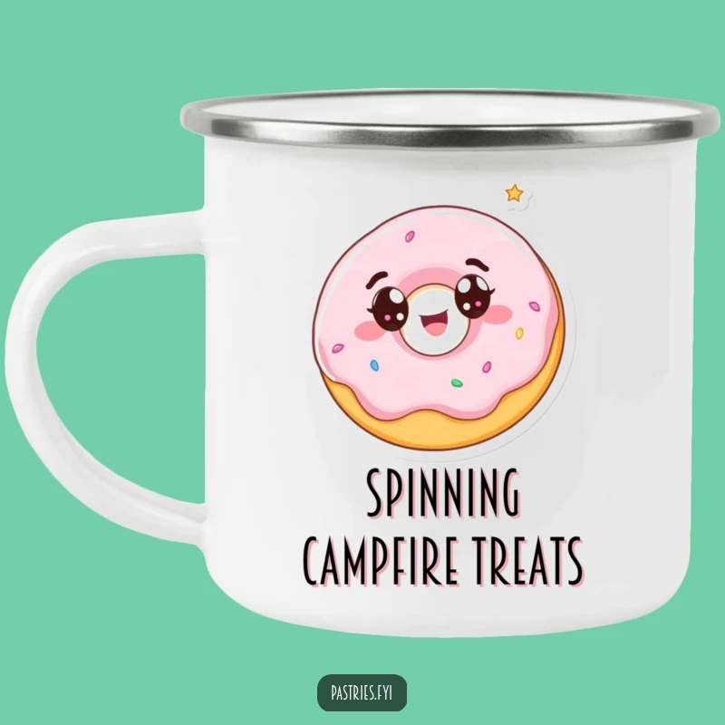 Funny Spinning Donut Camping Mug - Outdoor Sweet Treat Fun