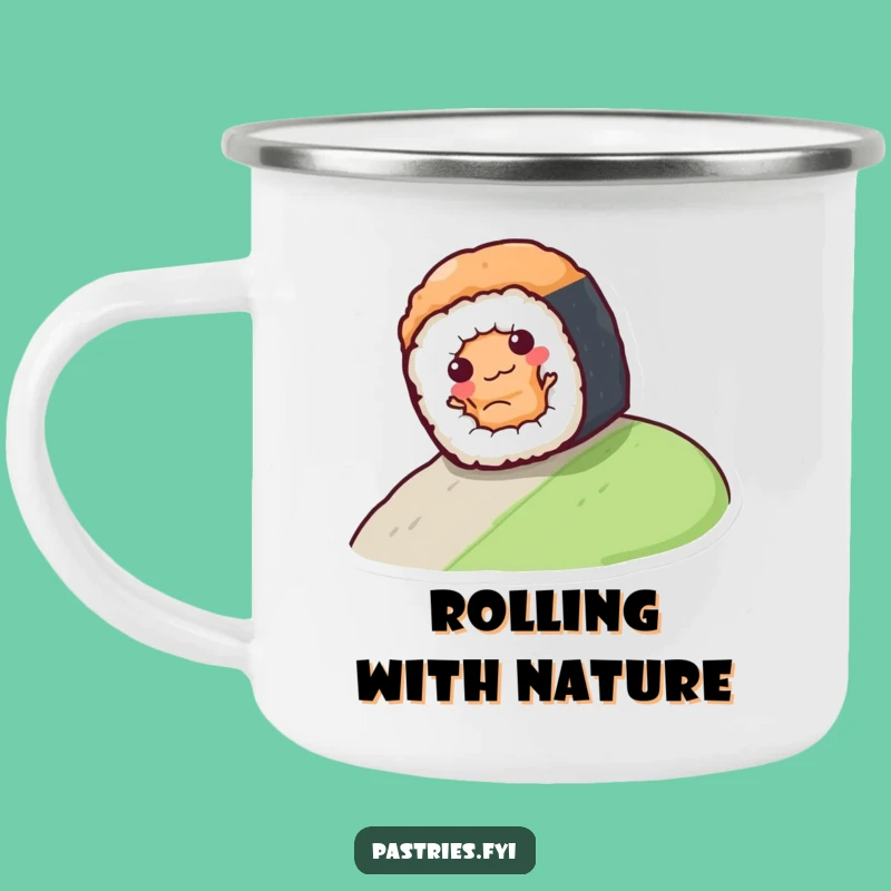 Funny Sushi Roll Camping Mug: Durable & Hilarious Outdoor Adventure Companion