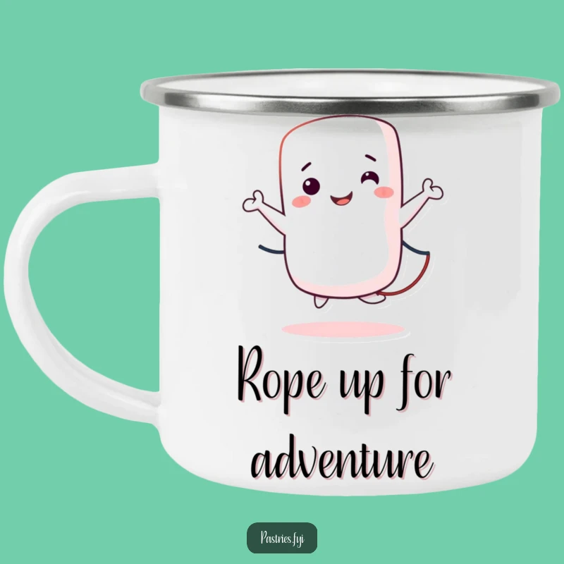 Funny Marshmallow Jumping Rope Camping Mug: Adventure Fuel for Your Funny Soul!