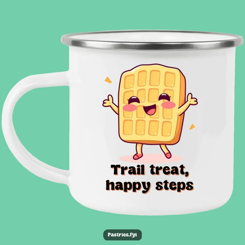 Funny Dancing Waffle Camping Mug: Happy Camp Breakfast Gift!