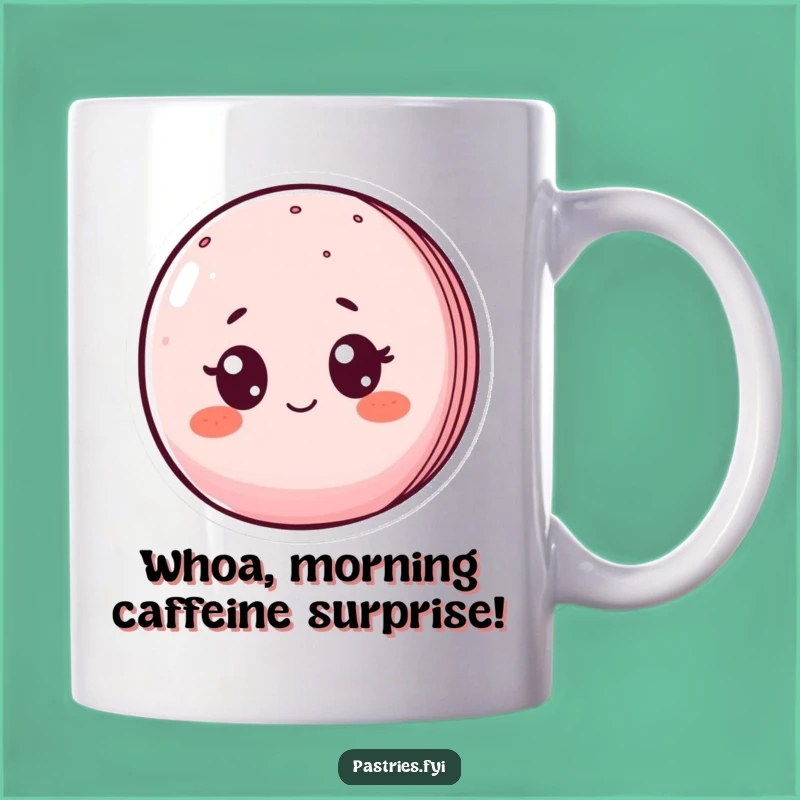 Funny Surprised Macaron Mug - Hilarious Reaction Gift for Sweet Lovers