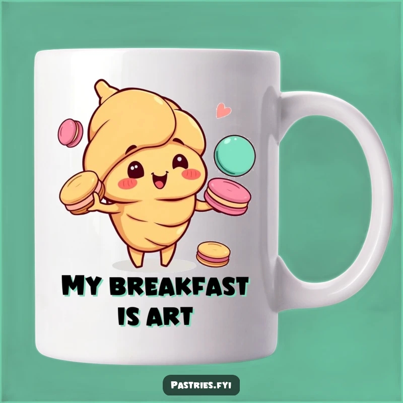 Funny Croissant Juggling Macarons Mug: A Hilarious Treat for Pastry Lovers