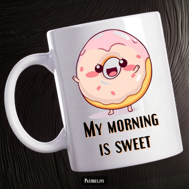 Funny wobbly jelly donut character mug, captured mid-wobble, bringing playful energy and sugary charm to your day.