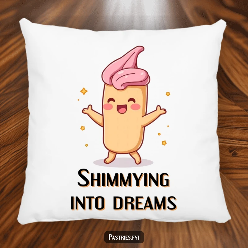 Funny churro pillow with a shimmying character covered in cinnamon sugar, offering cuddly comfort and dessert humor.