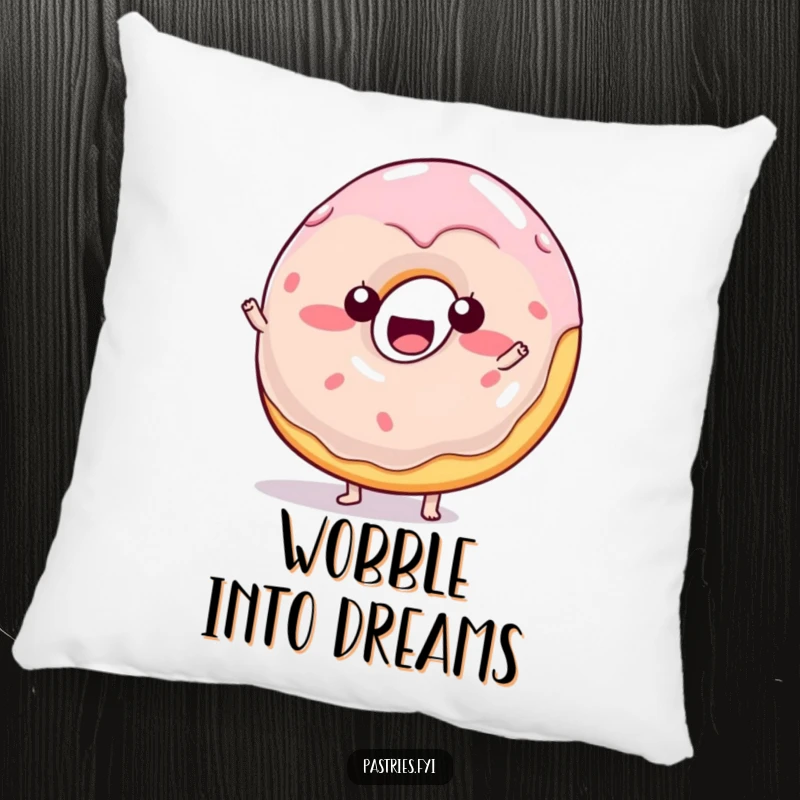 Funny wobbly jelly donut character pillow, soft and cuddly, bringing playful sweetness and comfort.