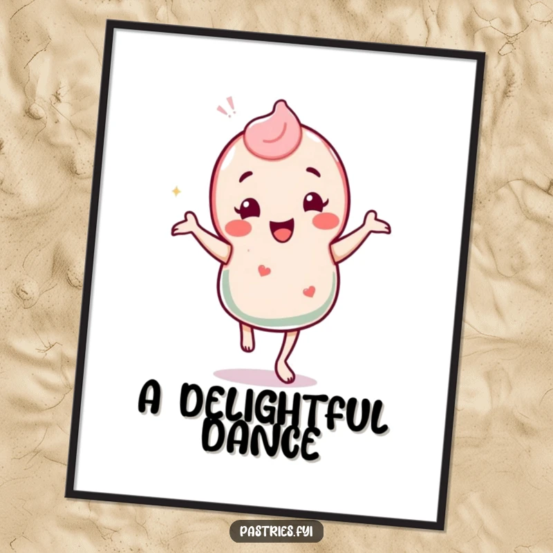 Funny digital art of a happy candy character performing a lively, silly jig with a look of pure sugary delight and fun.