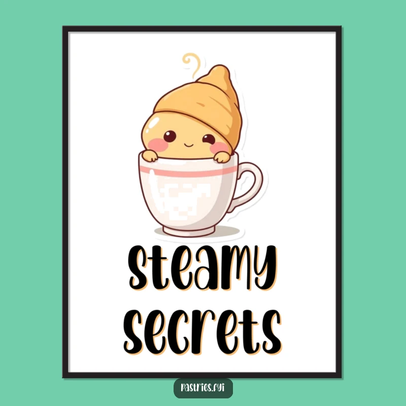 Funny Blushing Croissant Digital Art - Instant Hilarious Decor for Cozy Spaces