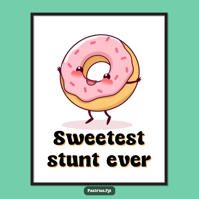 Funny Cartwheeling Donut Digital Art: Instant Energetic Decor - Perfect Gift Idea!