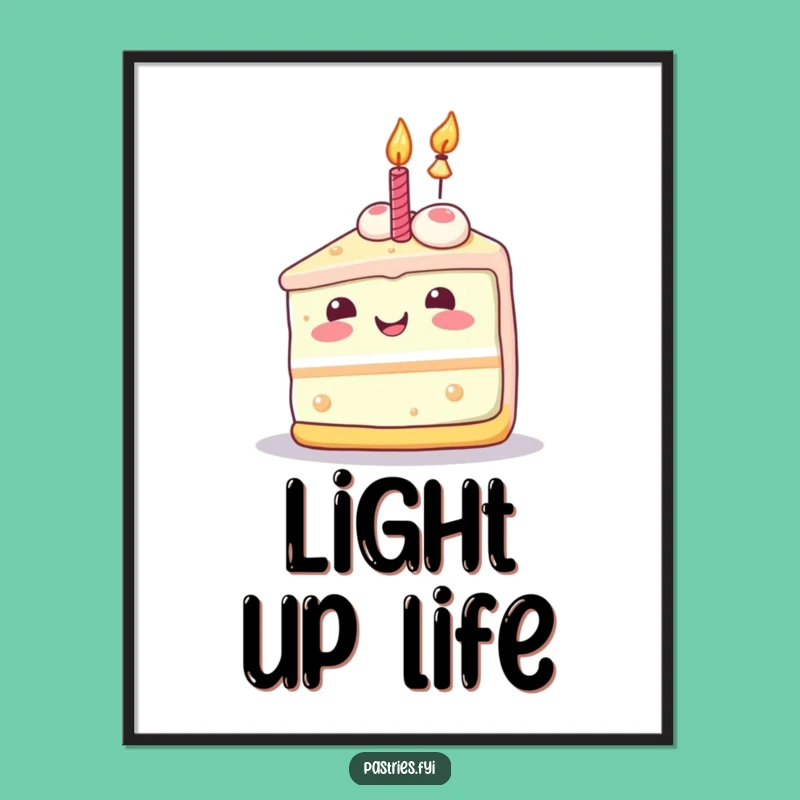 Funny Celebration Cake Digital Art: Instant Kawaii Joy for Walls