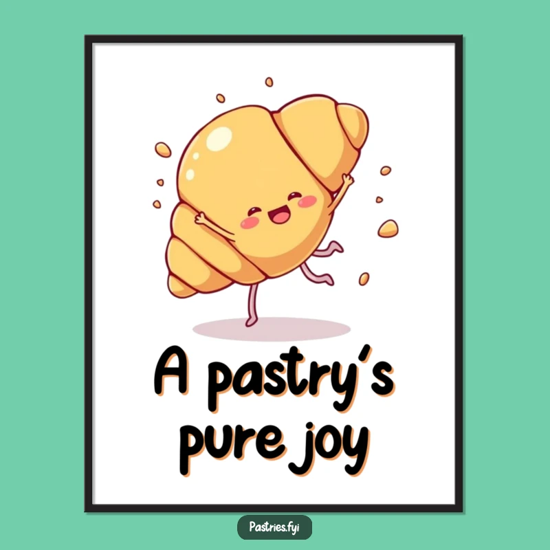 Funny Croissant Cartwheel Digital Print: Flaky Art, Humorous Decor Gift