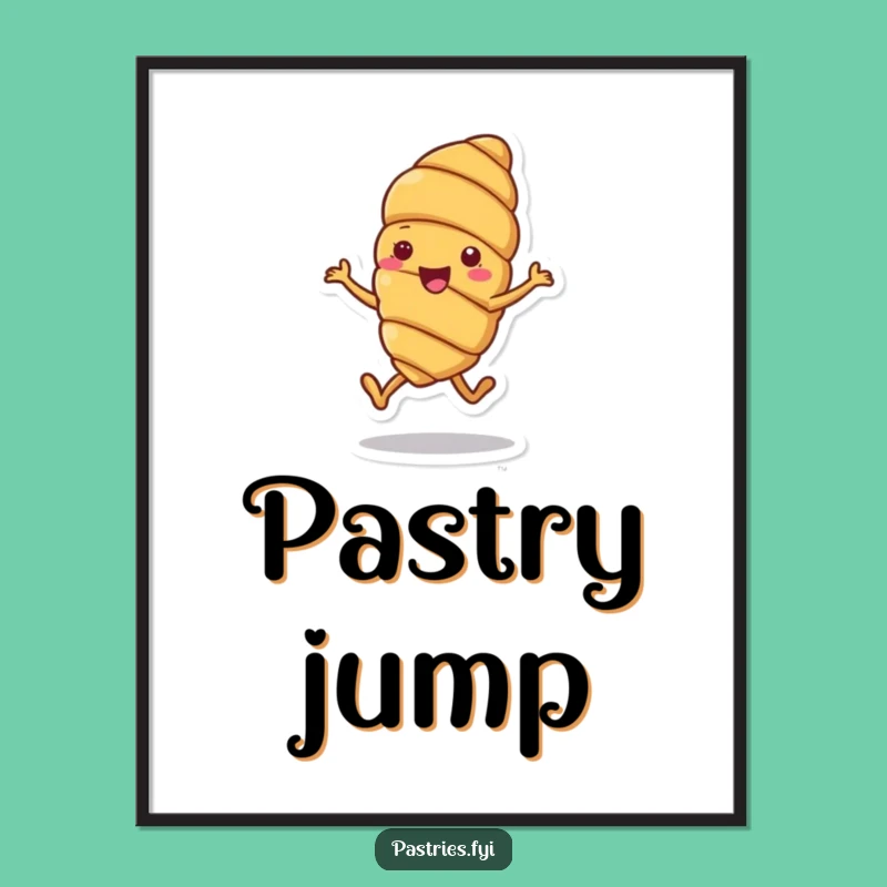 Funny Croissant Hop Digital Art: Cheerful Pastry, Joyful Hop, Instant Gift