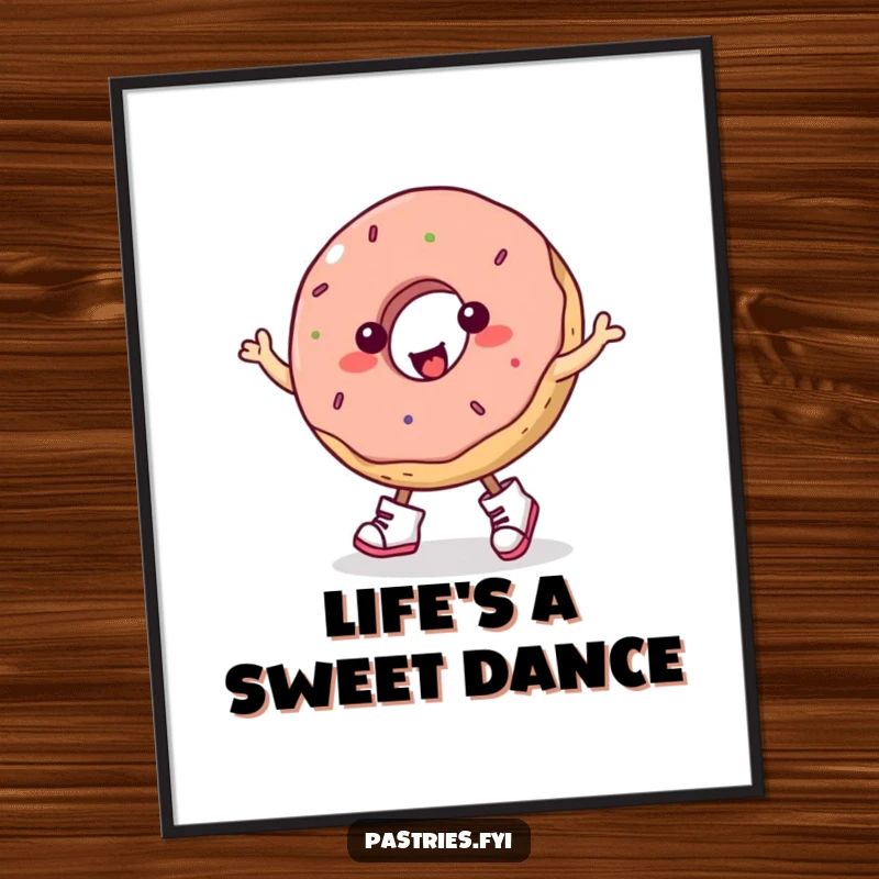 Funny donut with tiny boots doing a spirited jig, a high-resolution digital download for immediate cheer.