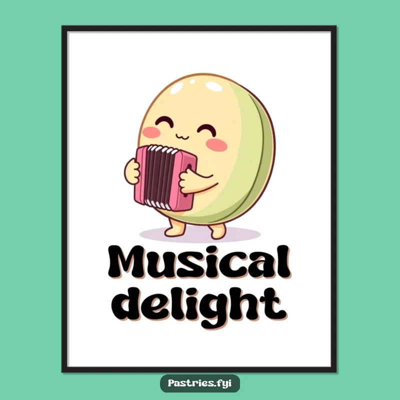 Funny Macaron Digital Art: Accordion Player - Instant Sweet Music Gift!