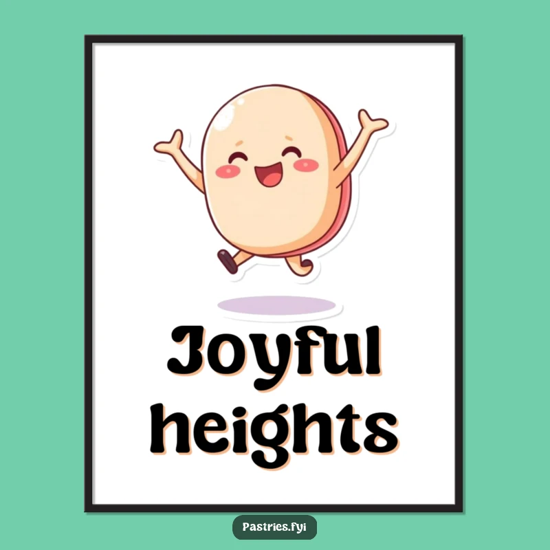 Funny Macaron Digital Art: Happy Leaping Character Downloadable Print