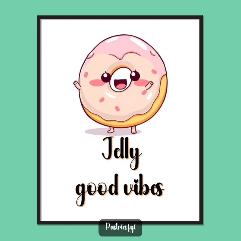 Funny Wobbly Donut Digital Art: Playful Jelly Character Print for Sweet, Hilarious Decor