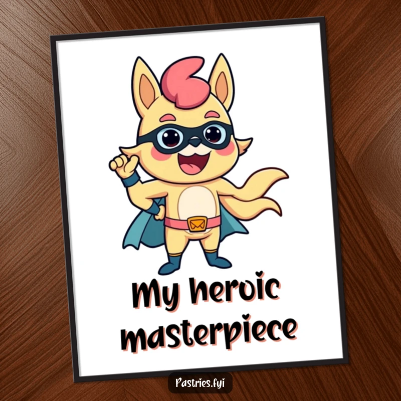 Funny Churro Digital Art: A printable artwork of a delighted churro striking a confident superhero pose.