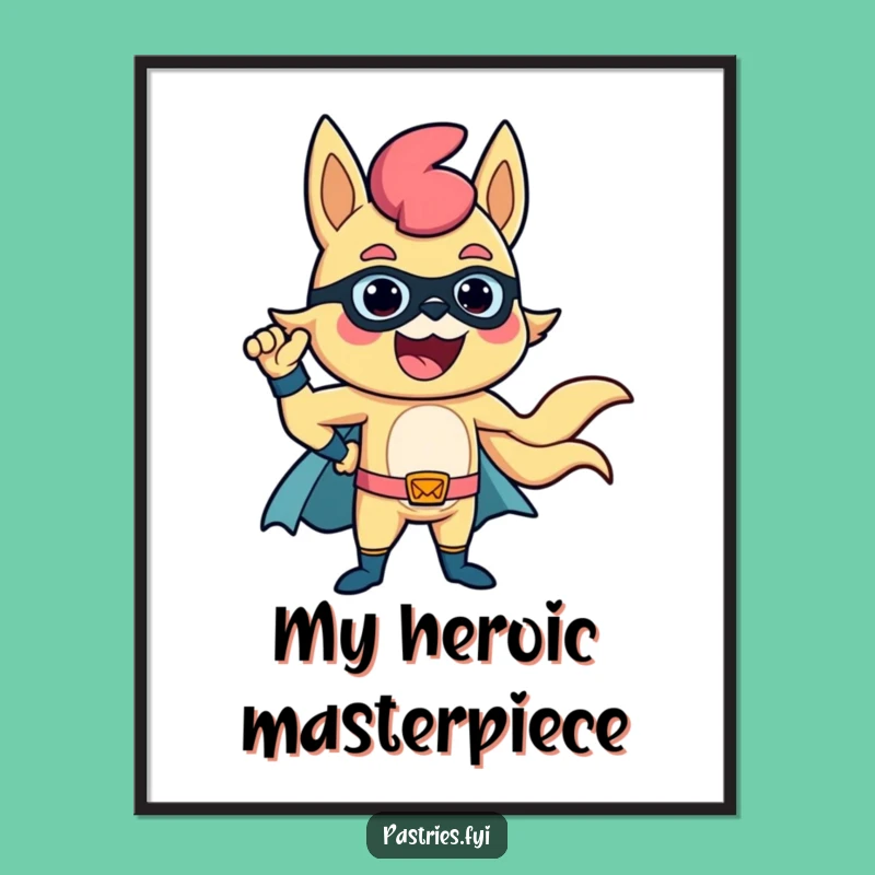 Funny Churro Superhero Digital Art: Printable Heroic Pose, Instant Funny Gift