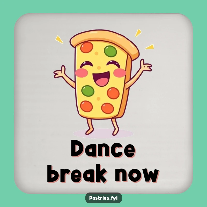 Funny Pizza Dance Coaster: Protect Surfaces with Kawaii, Hilarious Style