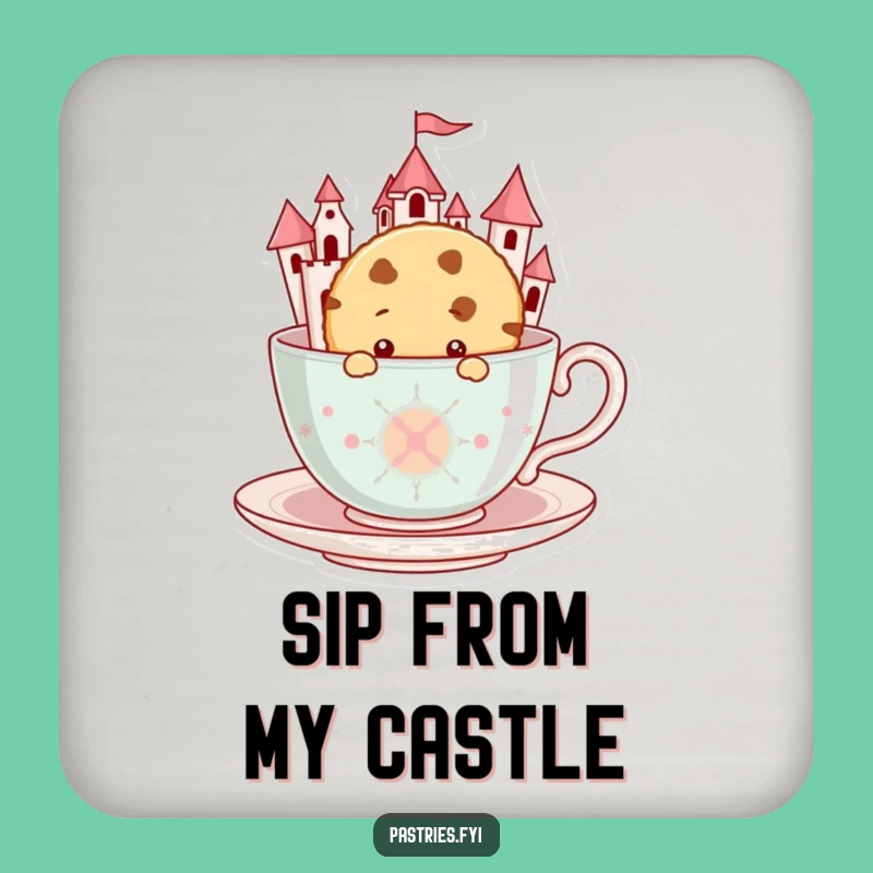 Funny Cookie Teacup Castle Coaster: Protect Surfaces with Whimsical Art