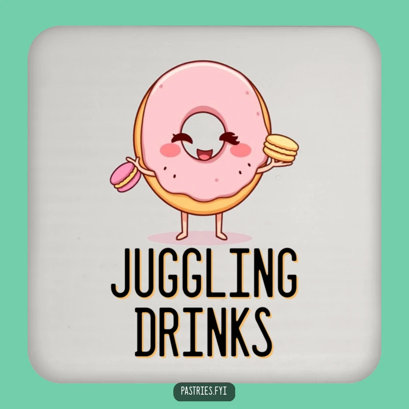 Funny Donut Macaron Juggling Coaster: Witty Character Protects Surfaces