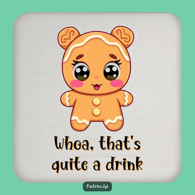 Funny Gingerbread Coaster: Surprised Cookie Wide Eyes Protection