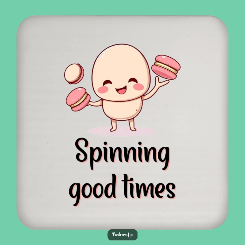 Funny Juggling Macaron Coaster - Protect Surfaces with Hilarious Pastry Art