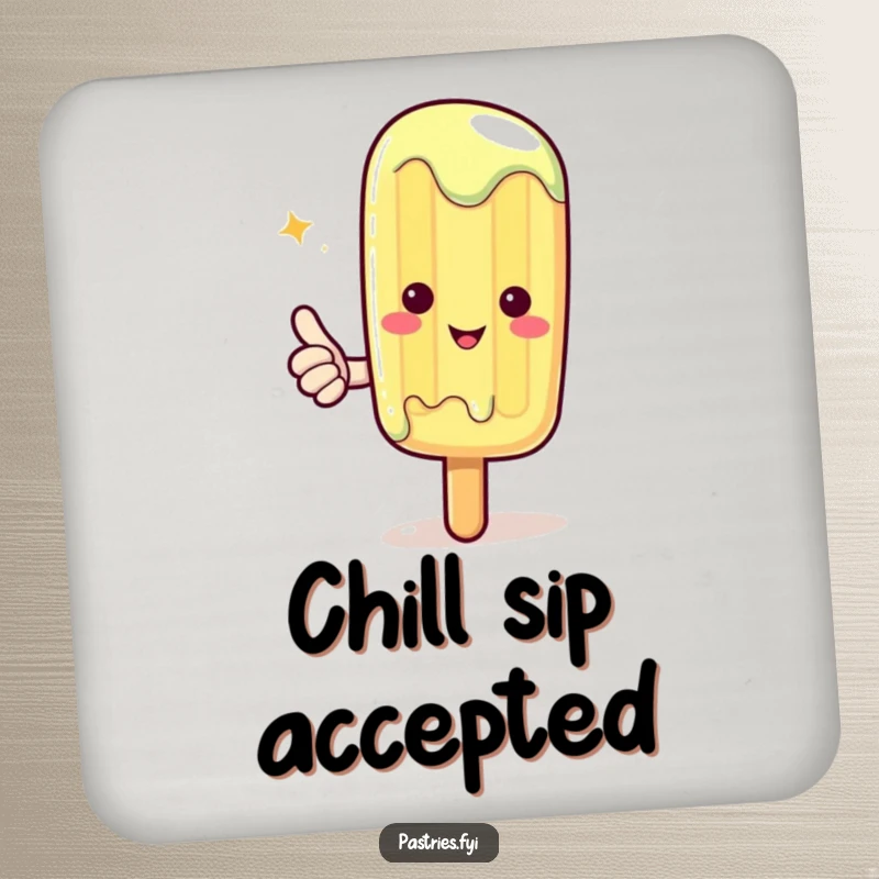 Funny Kawaii Popsicle Coasters: Cute melting popsicle giving a thumbs up, adding sweet humor to drink protection.