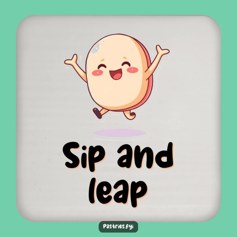 Funny Macaron Drink Coaster: Cheerful Leaping Dessert Protection for Surfaces