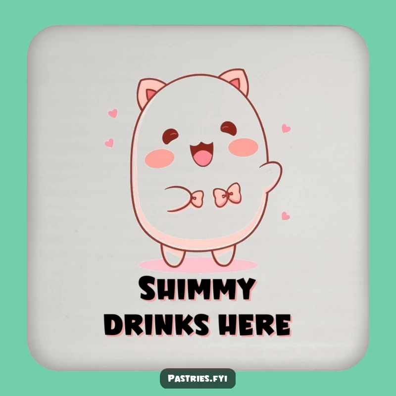 Funny Mochi Shimmy Coaster: Protect Surfaces with Bowtie Character Art