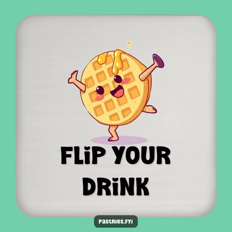 Funny Waffle Cartwheel Drink Coaster: Protect Surfaces with Breakfast Fun