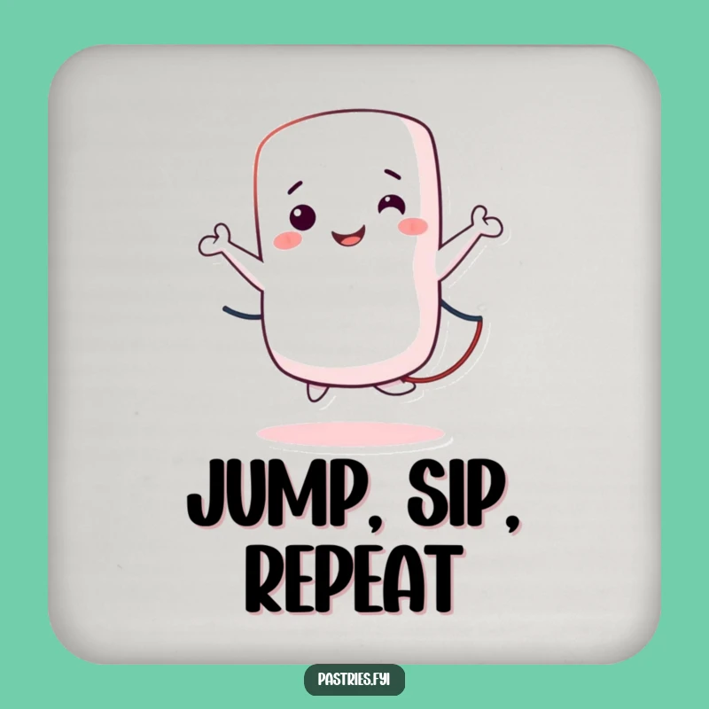 Funny Marshmallow Jumping Rope Coasters: Protect Surfaces with Playful Cartoon Art!