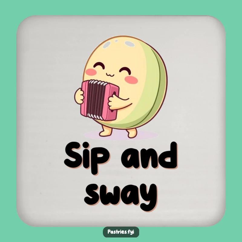 Funny Macaron Coaster: Accordion Player - Protect Surfaces Gift!