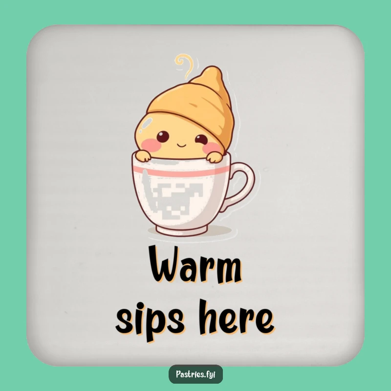 Funny Blushing Croissant Coaster - Protect Surfaces with Hilarious Pastry Art