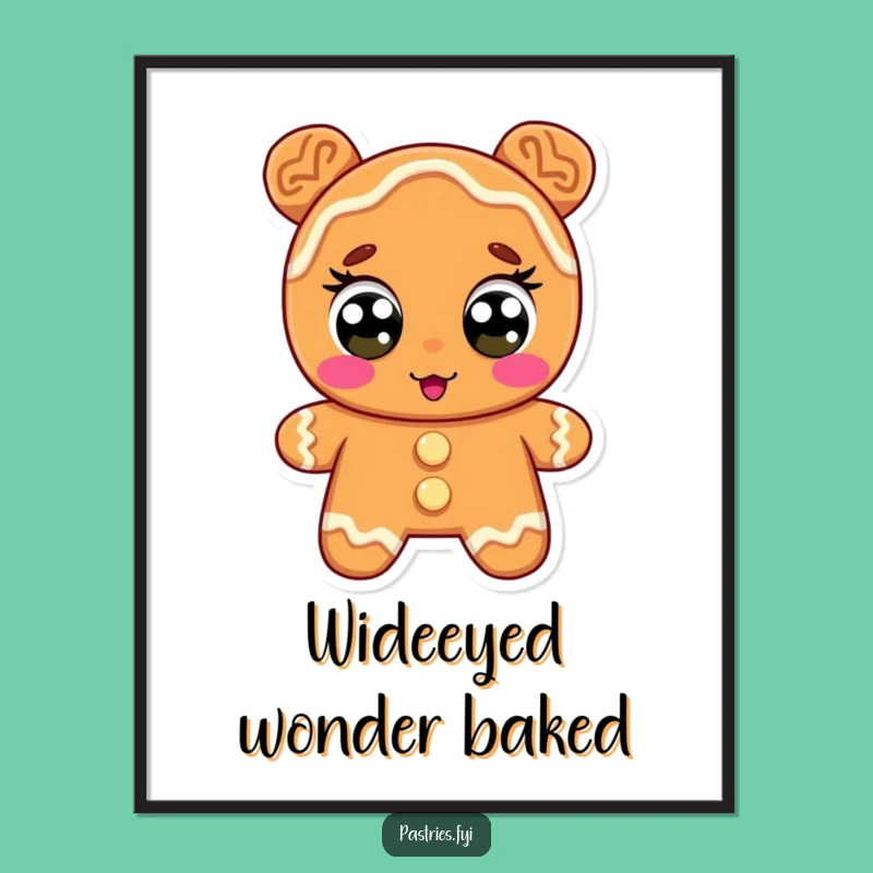 Funny Gingerbread Poster: Surprised Cookie Wide Eyes Art Print