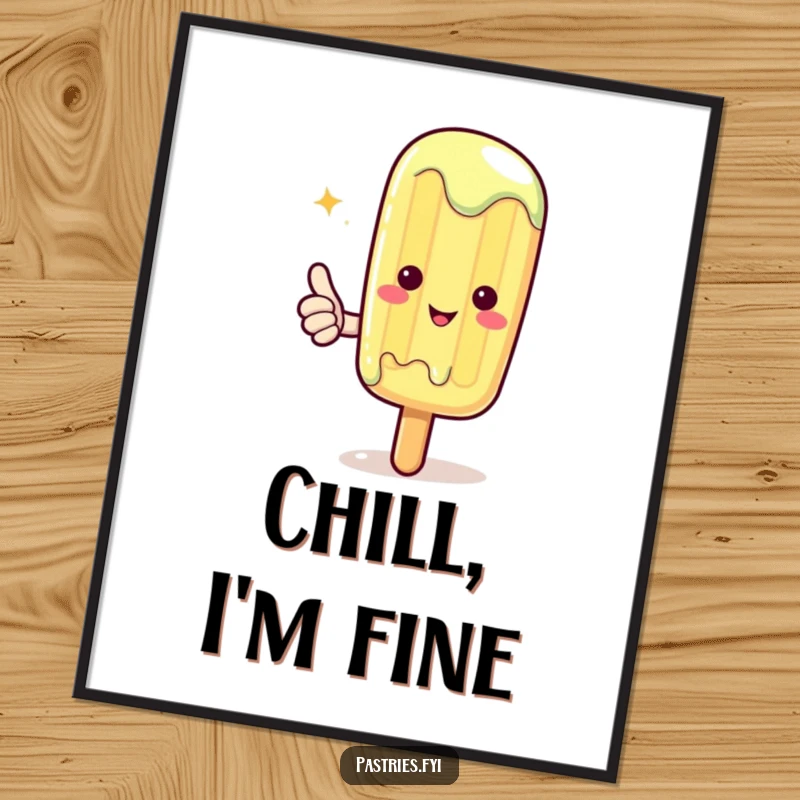 Funny Kawaii Popsicle Poster: Adorable melting popsicle giving a thumbs up, creating sweet and humorous wall art.