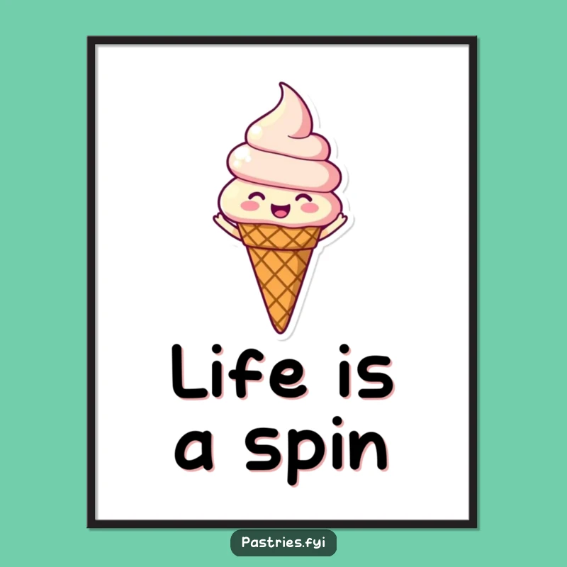 Funny Spinning Ice Cream Poster - Sweet & Joyful Wall Art Gift