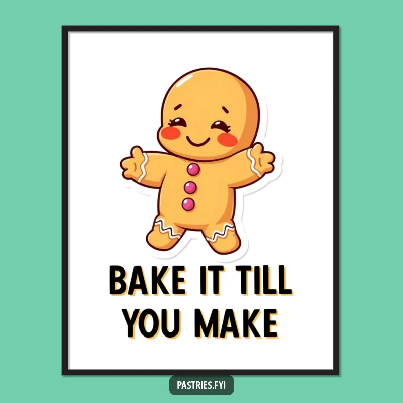 Funny Stretching Gingerbread Man Poster: Wall Art That Bends!