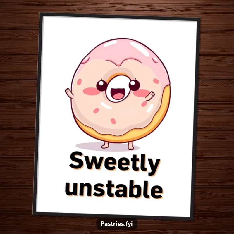 Funny wobbly jelly donut character poster, capturing pure joy and sweetness in a playful, jiggly design.