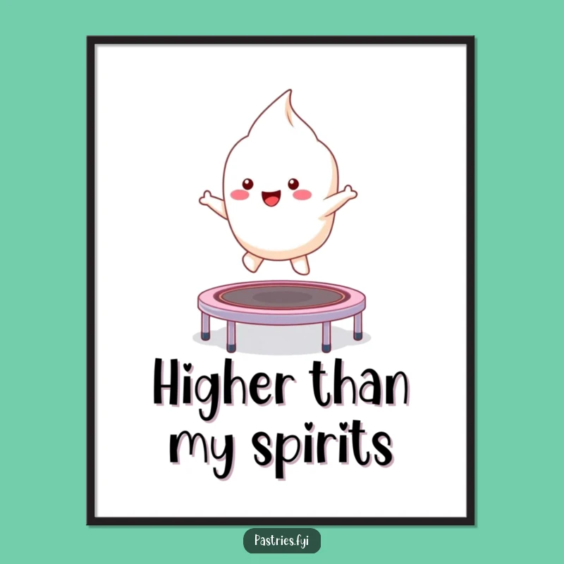 Funny Kawaii Meringue Poster: Bounce into Happiness with Sweet Art