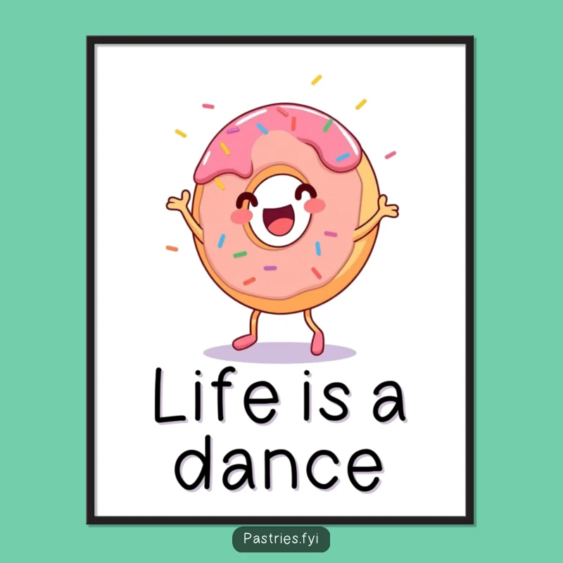 Funny Donut Dance Poster - Whimsical Pastry Art Print