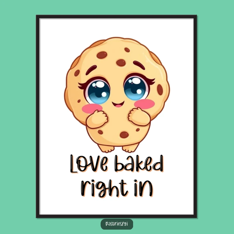 Funny Cookie Hug Poster: Sweet Adoring Eyes Art, Cozy Decor Gift