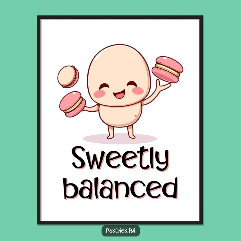 Funny Juggling Macaron Poster - Whimsical Wall Art for a Sweet Display