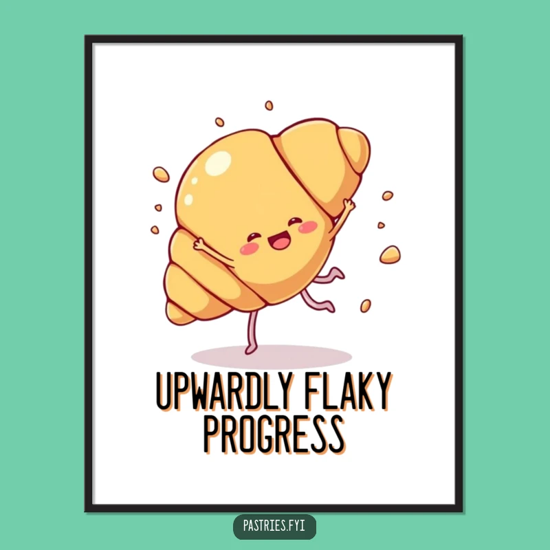 Funny Croissant Cartwheel Poster: Flaky Fun Art, Perfect Humorous Decor