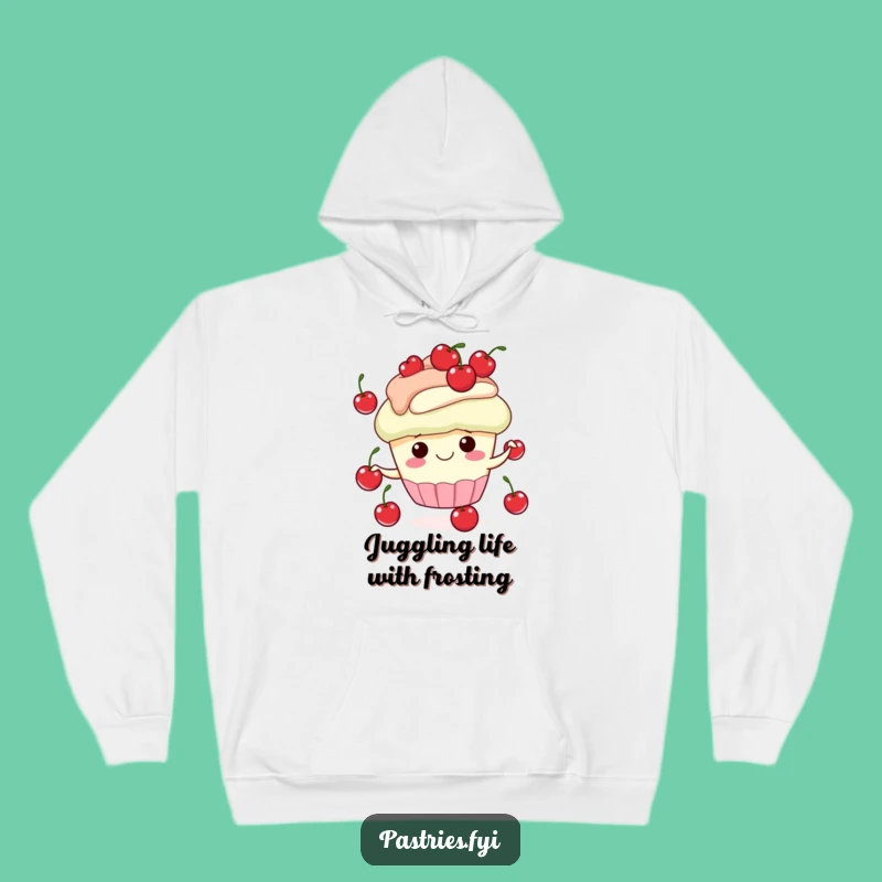 Cozy Funny Cupcake Juggling Cherries Hoodie - Warm & Humorous Gift